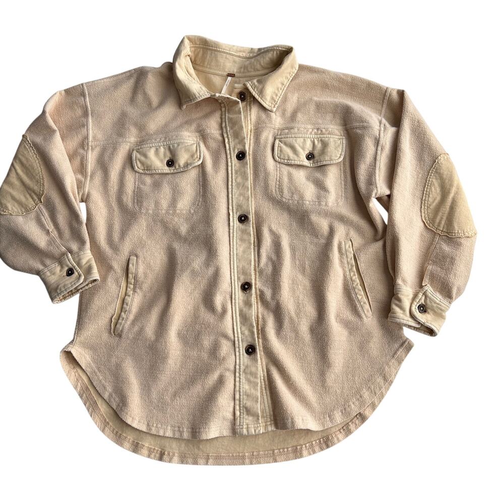 Free People‎ Ruby Jacket in Sweetheart Sunrise Terry Oversized Shirt Jacket L